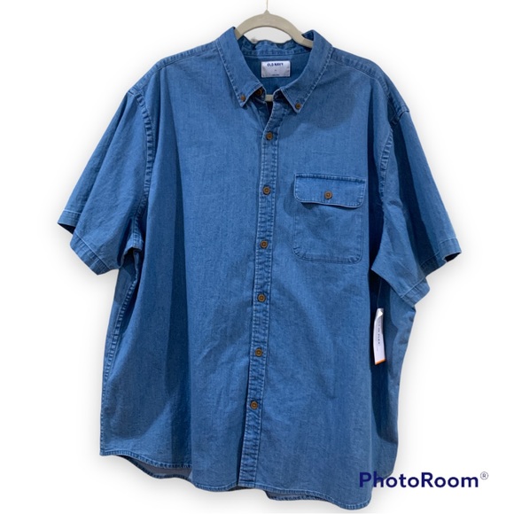 ✨ Old Navy Denim Short Sleeve Button Down Shirt - Picture 2 of 7